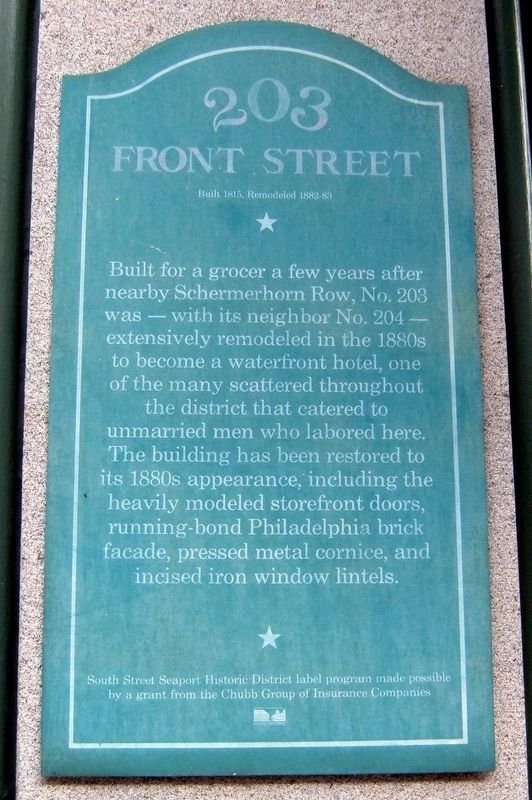 203 Front Street Marker. Click for full size. 203 Front Street Marker image. Click for full size.