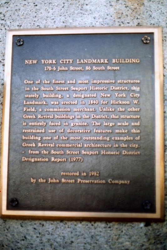 170-6 John Street, 86 South Street Marker. Click for full size. 170-6 John Street, 86 South Street Marker image. Click for full size.