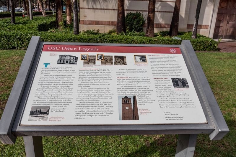 USC Urban Legends Interpretive Panel. Click for full size. USC Urban Legends Interpretive Panel image. Click for full size.