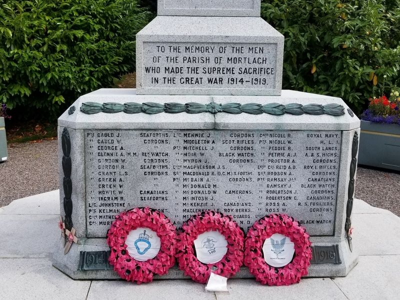 Mortlach Parish War Memorial. Click for full size. Mortlach Parish War Memorial image. Click for full size.