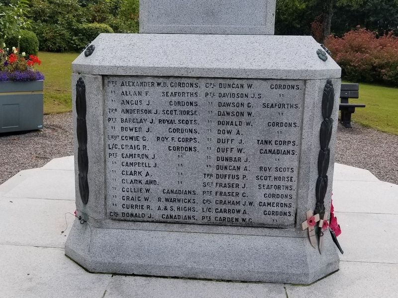 Mortlach Parish War Memorial. Click for full size. Mortlach Parish War Memorial image. Click for full size.