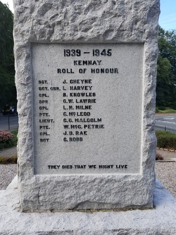 Kemnay War Memorial. Click for full size. Kemnay War Memorial image. Click for full size.