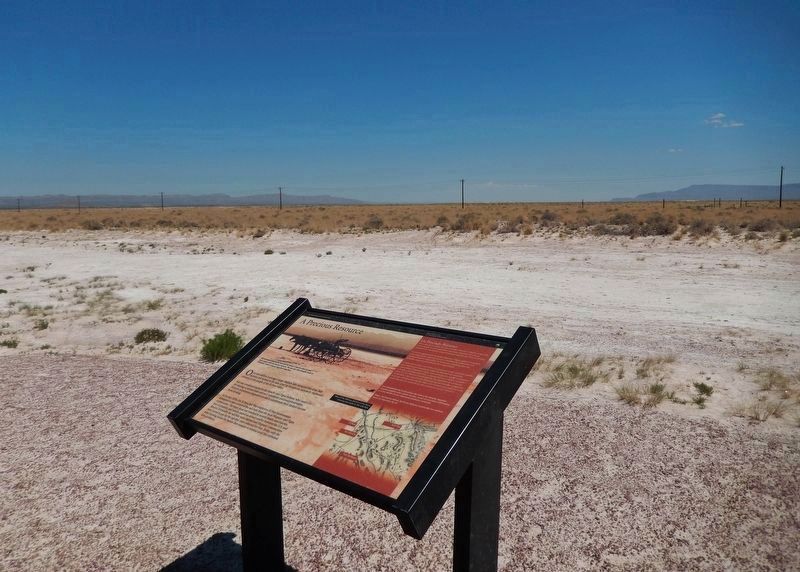 A Precious Resource Marker (<i>wide view looking southeast across the barren flats</i>) image. Click for full size.