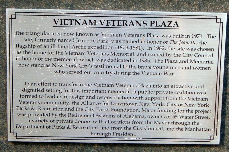 Vietnam Veterans Plaza Marker. Click for full size. Vietnam Veterans Plaza Marker image. Click for full size.