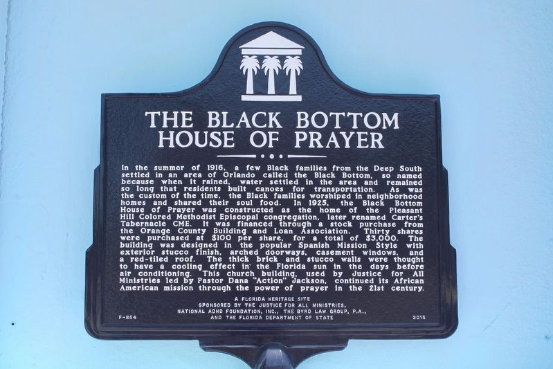 The Black Bottom House of Prayer Marker image. Click for full size.