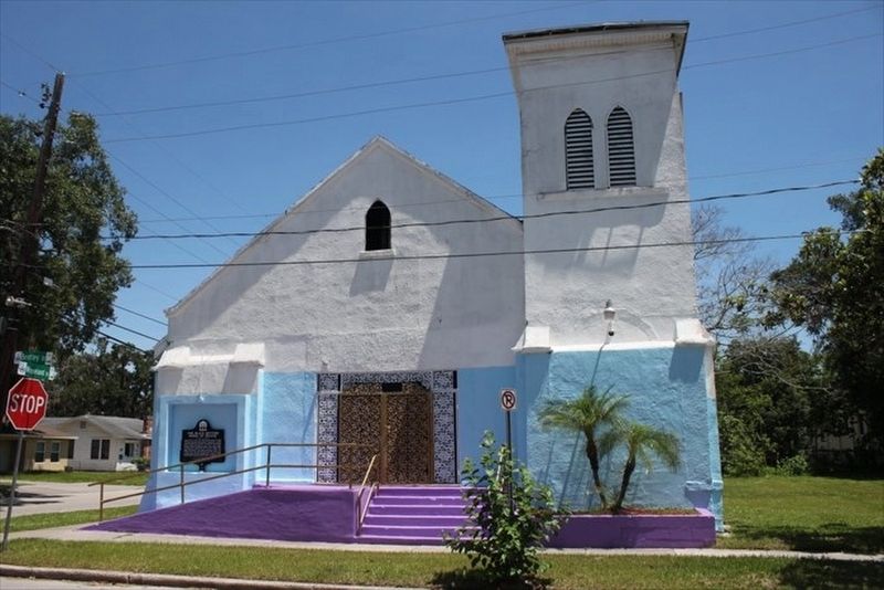 The Black Bottom House of Prayer Marker and building image. Click for full size.