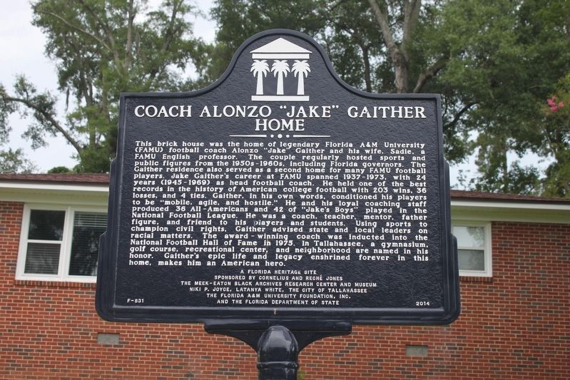 Coach Alonzo "Jake" Gaither Home Marker image. Click for full size.