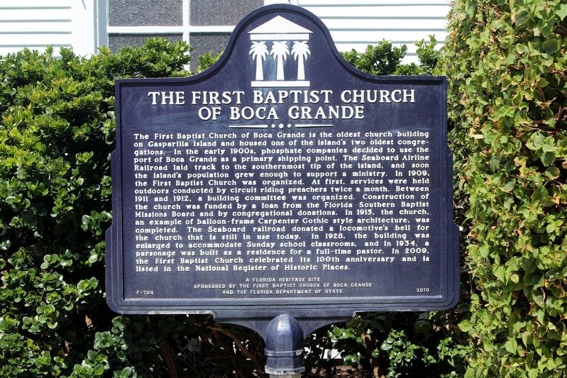 The First Baptist Church of Boca Grande Marker image. Click for full size.