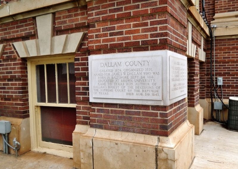 Dallam County Marker (<i>wide view; southwest corner of Dallam County Courthouse</i>) image. Click for full size.