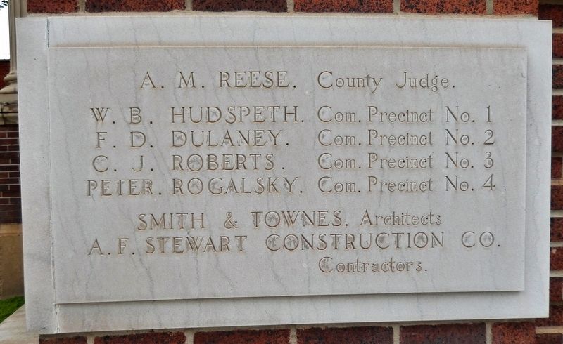 Dallam County Courthouse Cornerstone (<i>adjacent to marker; facing south</i>) image. Click for full size.
