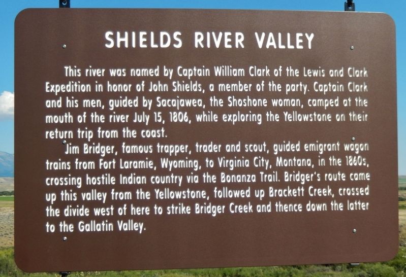 Shields River Valley Marker image. Click for full size.