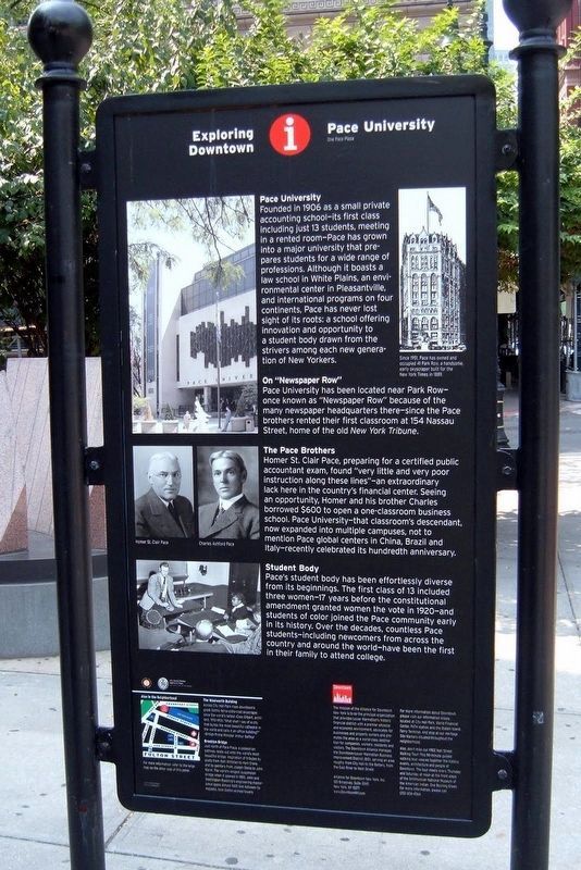 Pace University Marker, 2007. Click for full size. Pace University Marker, 2007 image. Click for full size.