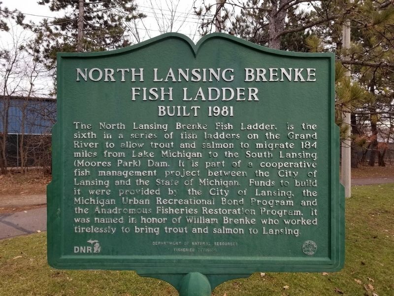 North Lansing Brenke Fish Ladder Marker image. Click for full size.