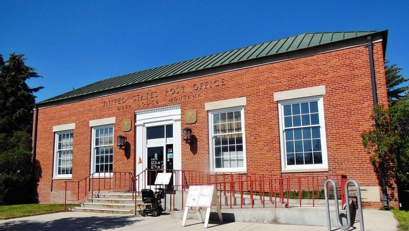 Deer Lodge Post Office Marker (<i>wide view; marker visible just to the right of the entrance</i>). Click for full size. Deer Lodge Post Office Marker (<i>wide view; marker visible just to the right of the entrance</i>) image. Click for full size.