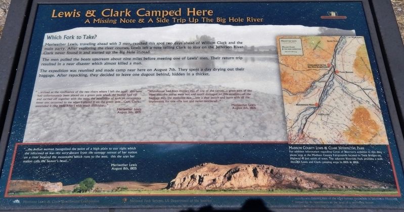 Lewis & Clark Camped Here Marker. Click for full size. Lewis & Clark Camped Here Marker image. Click for full size.