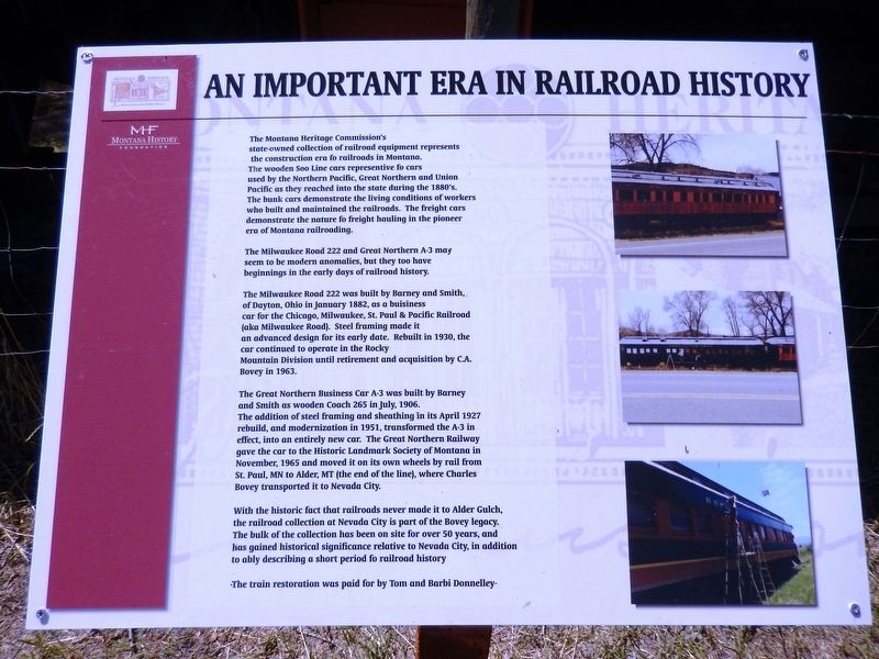 An Important Era in Railroad History Marker. Click for full size. An Important Era in Railroad History Marker image. Click for full size.