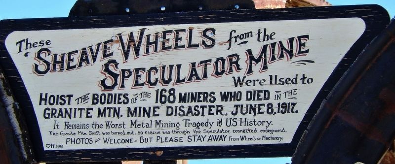 Sheave Wheels from the Speculator Mine Marker image. Click for full size.