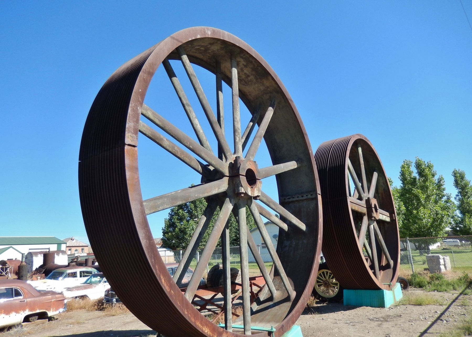Rope Drive Compressor Wheels (<i>located near marker</i>) image. Click for full size.