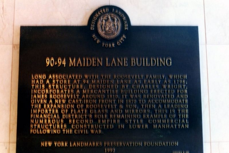 90-94 Maiden Lane Marker. Click for full size. 90-94 Maiden Lane Marker image. Click for full size.