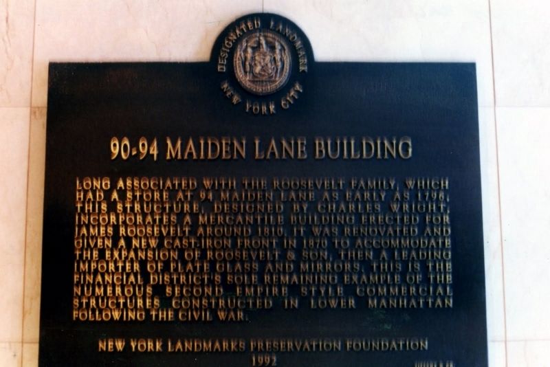 90-94 Maiden Lane Marker image. Click for full size.