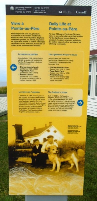 Vivre à / Daily Life at Pointe-au-Père Marker. Click for full size. Vivre à / Daily Life at Pointe-au-Père Marker image. Click for full size.