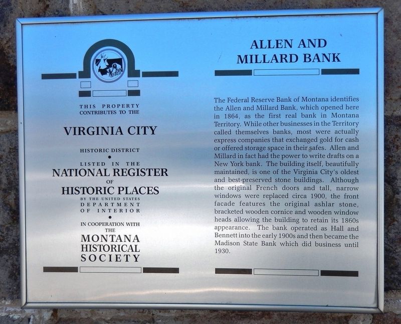 Allen and Millard Bank Marker image. Click for full size.