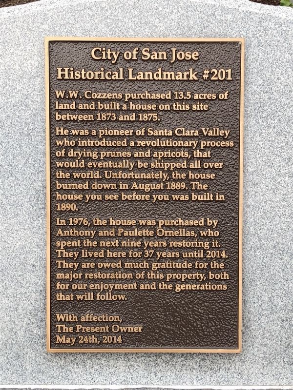 W.W. Cozzens House Marker. Click for full size. W.W. Cozzens House Marker image. Click for full size.