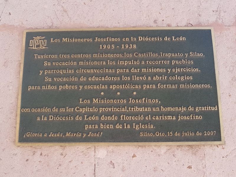 The Josephine Missionaries in the Diocese of León Marker. Click for full size. The Josephine Missionaries in the Diocese of León Marker image. Click for full size.