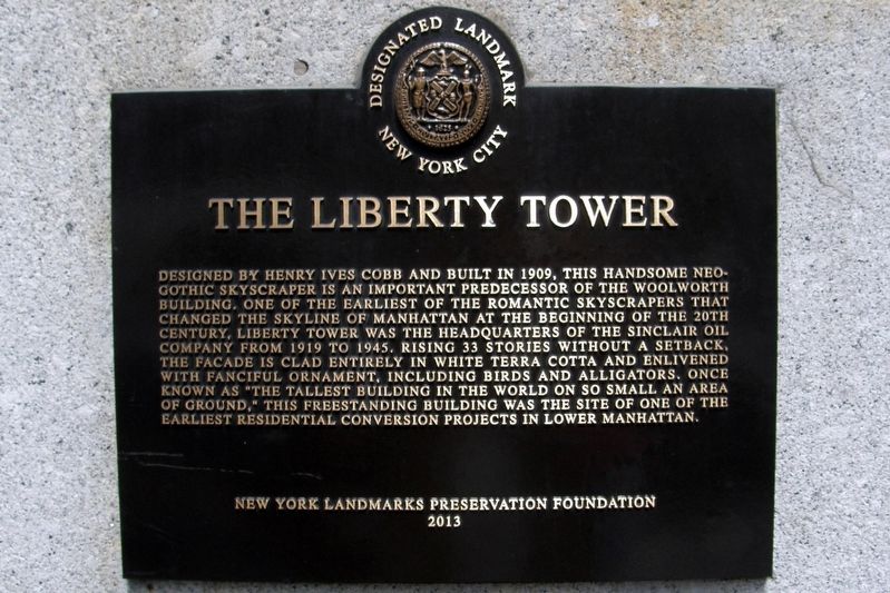 The Liberty Tower Marker. Click for full size. The Liberty Tower Marker image. Click for full size.