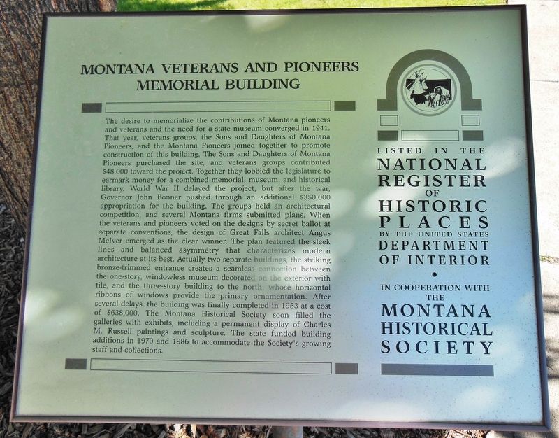 Montana Veterans and Pioneers Memorial Building Marker image. Click for full size.
