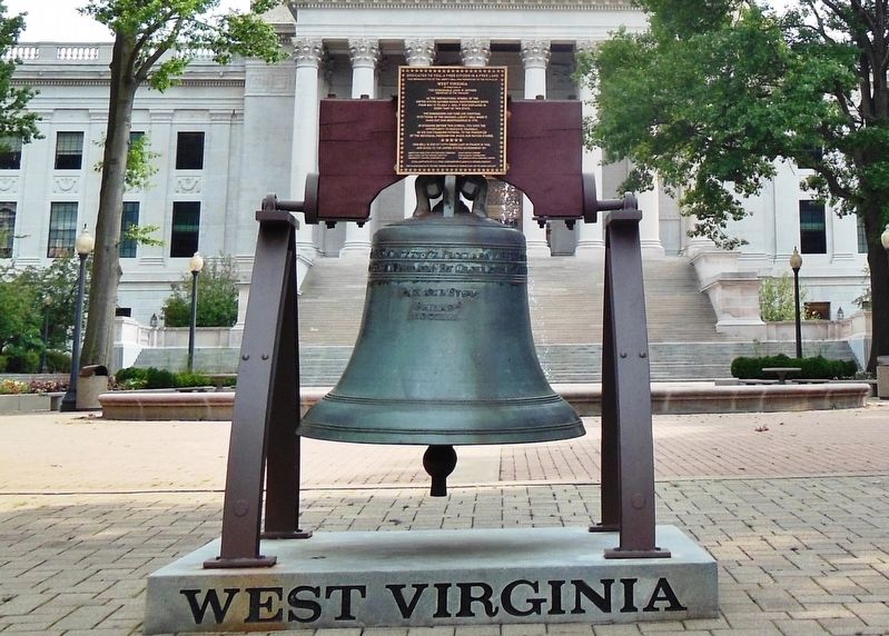 West Virginia Liberty Bell Replica & Marker (<i>located in front of West Virginia State Capitol</i>) image. Click for full size.