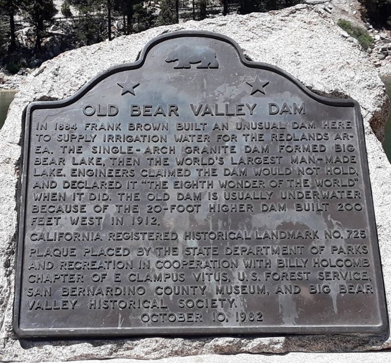 Old Bear Valley Dam Marker image. Click for full size.