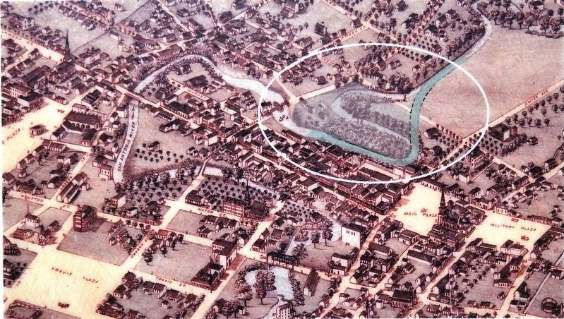 Marker detail: Birds Eye View of the City of San Antonio, Bexar County Texas, 1873. Click for full size. Marker detail: Birds Eye View of the City of San Antonio, Bexar County Texas, 1873 image. Click for full size.
