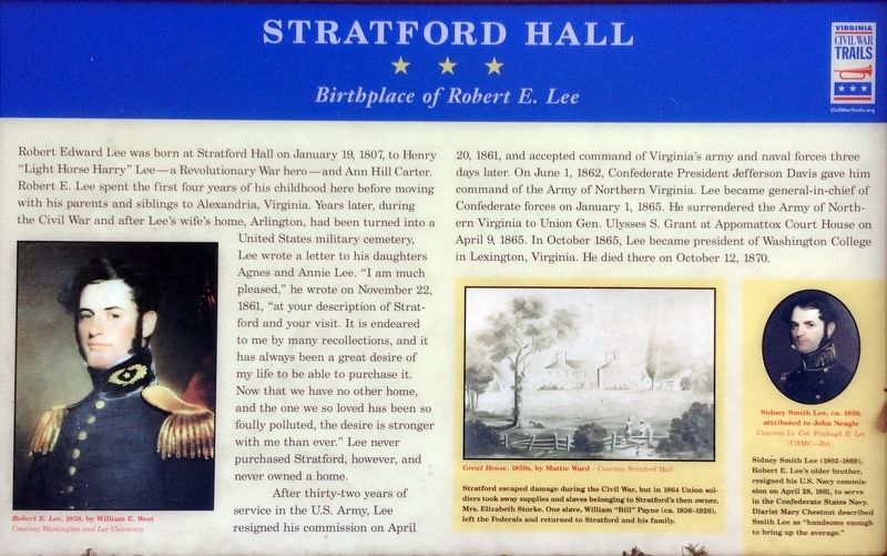 Stratford Hall Marker image. Click for full size.