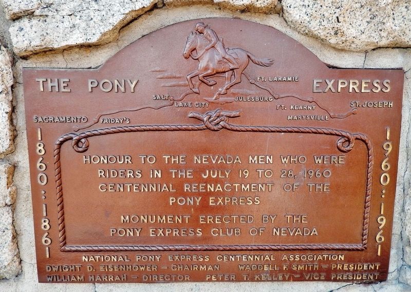 Nevada Pony Express Centennial Reenactment Riders Marker image. Click for full size.