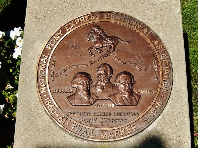Pony Express Centennial Medallion (<i>located beside marker</i>) image. Click for full size.