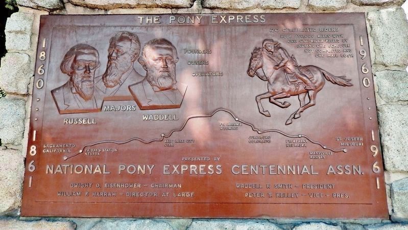 National Pony Express Centennial Association Plaque (<i>mounted above marker</i>) image, Touch for more information
