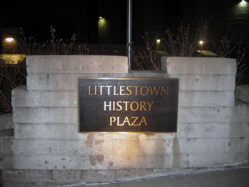 Littlestown History Plaza sign image. Click for full size.