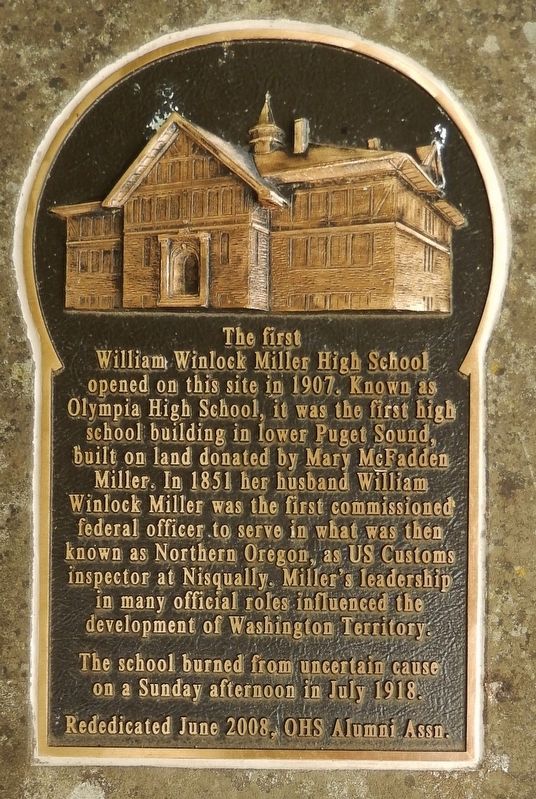 The First William Winlock Miller High School Marker image. Click for full size.