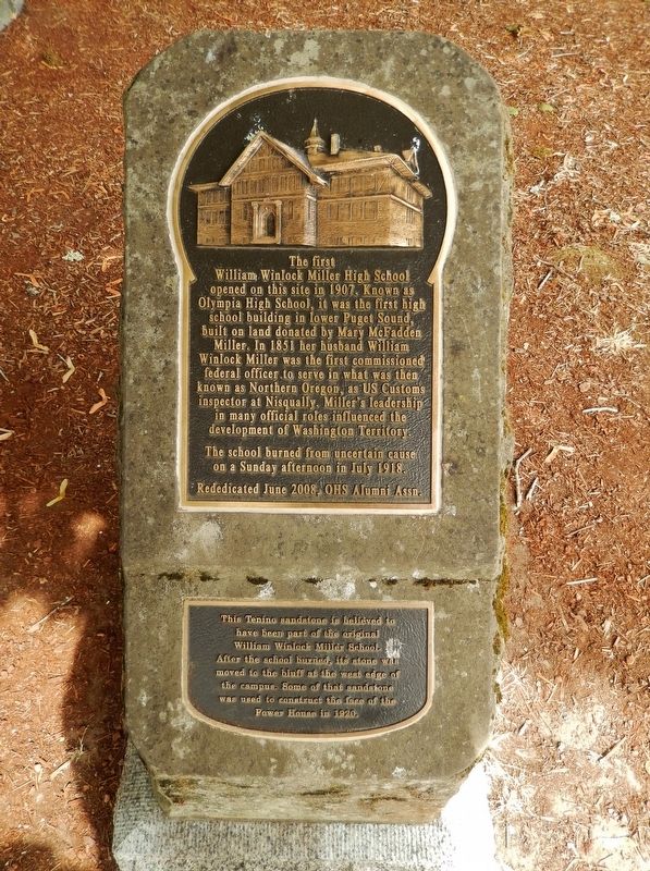 The First William Winlock Miller High School Marker (<i>tall view</i>). Click for full size. The First William Winlock Miller High School Marker (<i>tall view</i>) image. Click for full size.