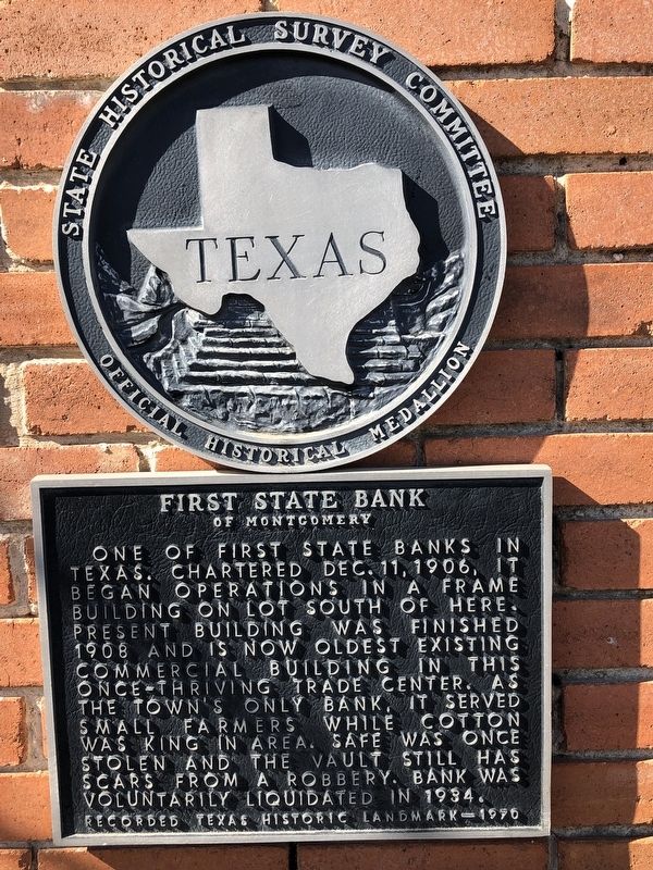First State Bank of Montgomery Marker image. Click for full size.