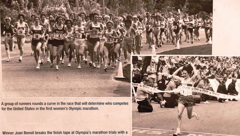 Marker detail: First Women's Olympic Marathon image. Click for full size.