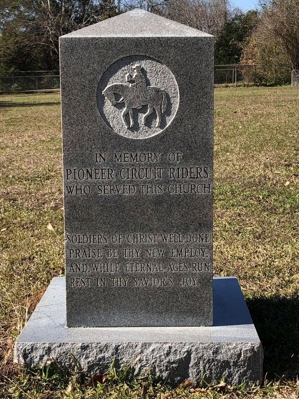Methodist Church Site and Memorial to Pioneer Circuit Riders Marker East Face. Click for full size. Methodist Church Site and Memorial to Pioneer Circuit Riders Marker East Face image. Click for full size.