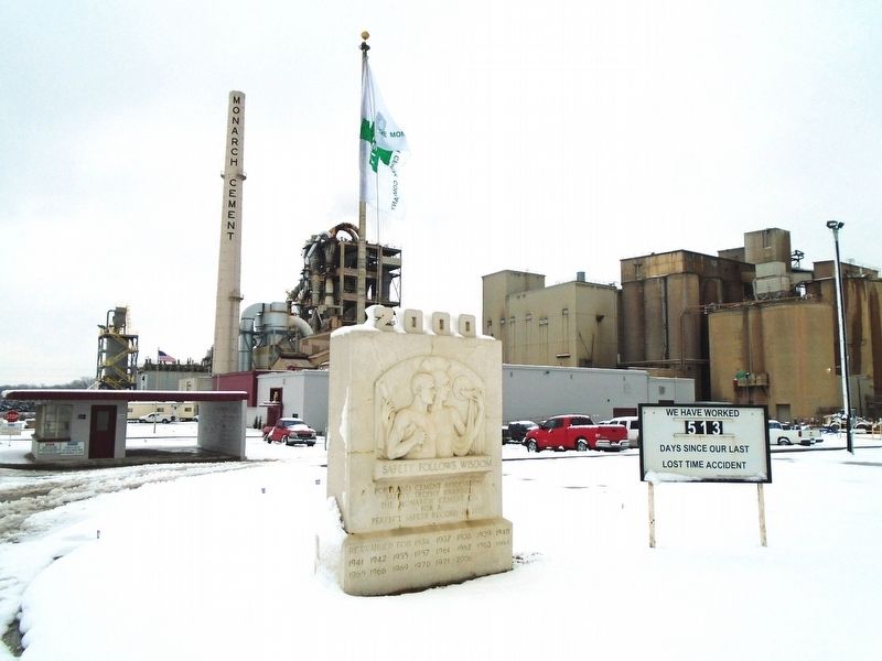 Safety Follows Wisdom Marker at The Monarch Cement Company image. Click for full size.
