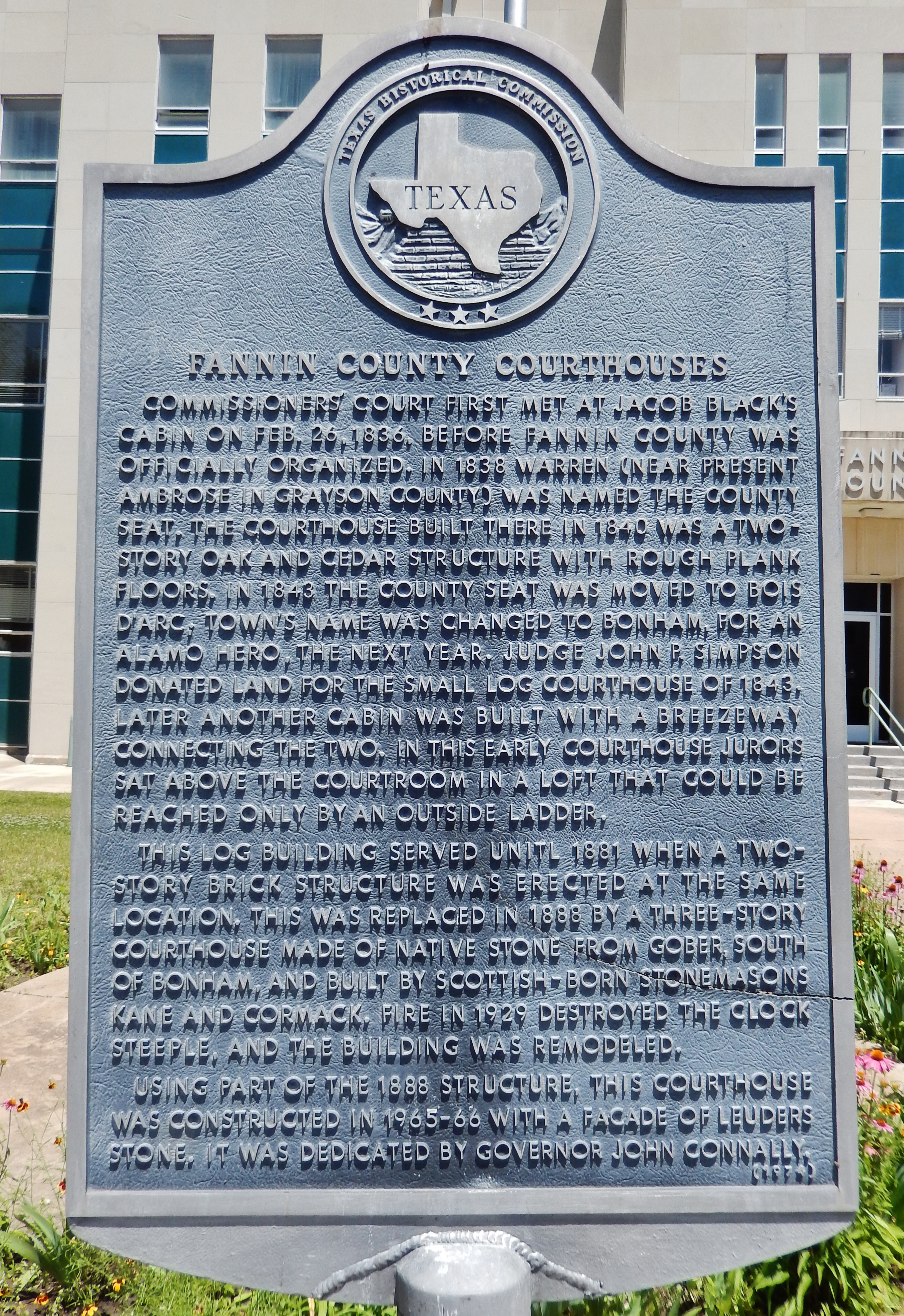 Fannin County Courthouses Marker