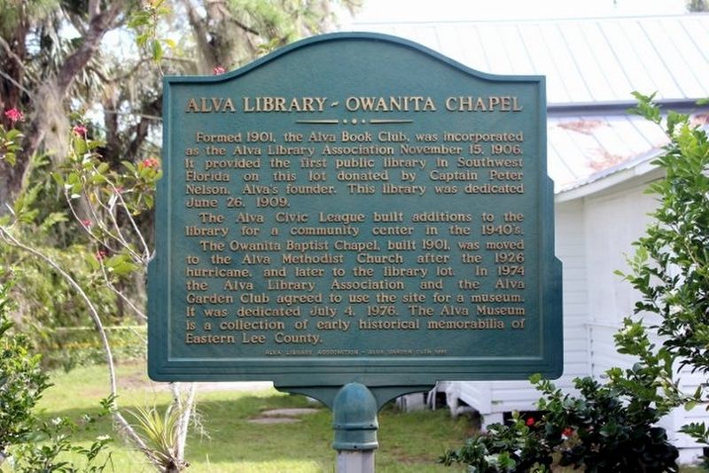 Alva Library-Owanita Chapel Marker image. Click for full size.