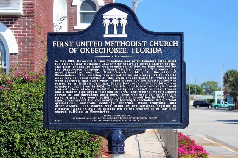 First United Methodist Church of Okeechobee, Florida Marker image. Click for full size.