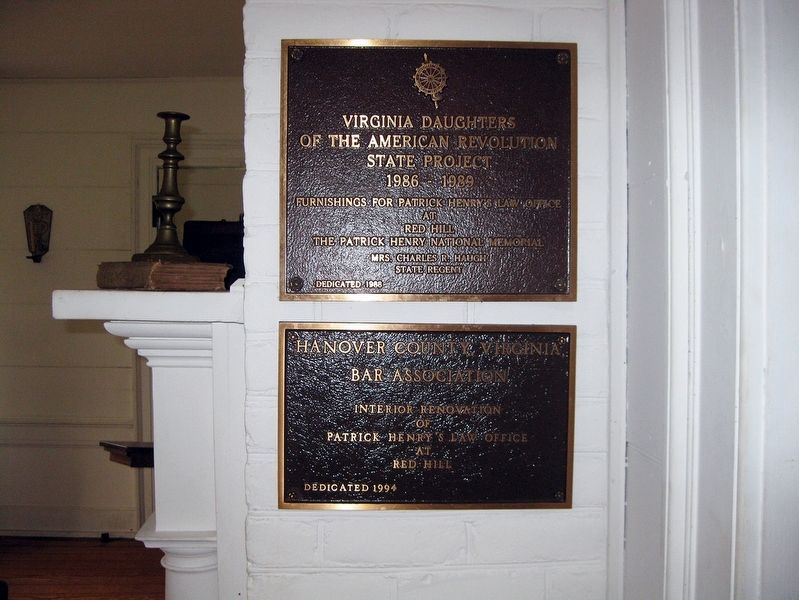 Markers inside Patrick Henry's Law Office. image. Click for full size.