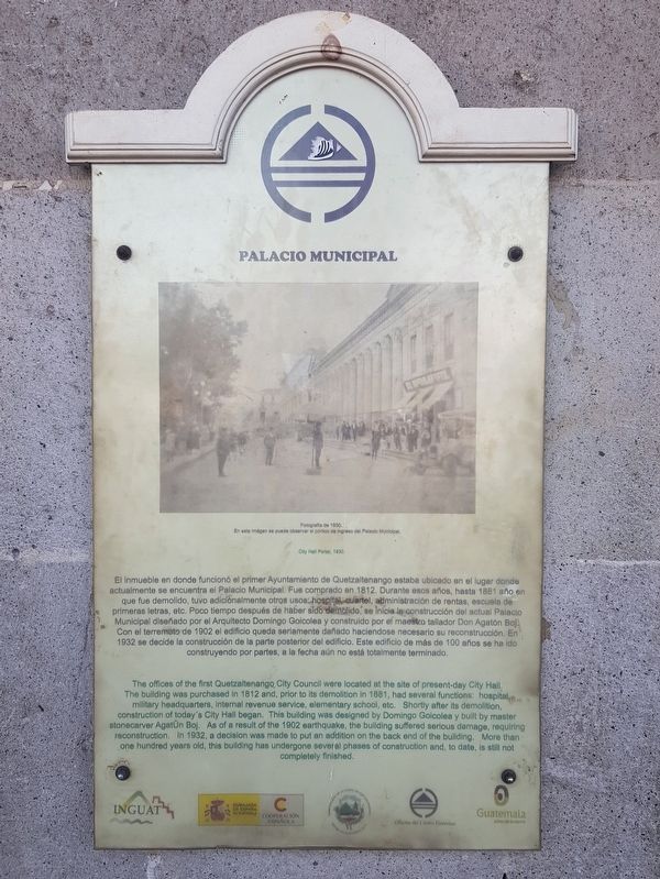 The Quetzaltenango City Hall Marker image. Click for full size.