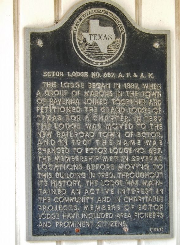Ector Lodge No. 687, A. F. & A. M. Marker image. Click for full size.